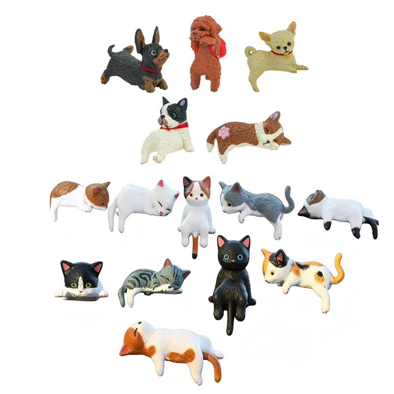 4-10 Pcs Cute Kitten Decoration Creative Sleeping Cat Doll Home Ornaments Toys Cat Car Micro Landscape Decoration Adorable Gifts