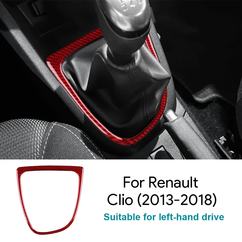 Real Soft Carbon Fiber Sticker For Renault Clio 4 2013 2014 2015 2016 2017 2018 LHD RHD Car Gear Outer Shift Frame Interior