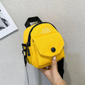 Versatile Small Canvas Fabric Solid Color Handbag Casual Cross Body Shoulder Bag with Detachable Shoulder Strap for Kids Bags