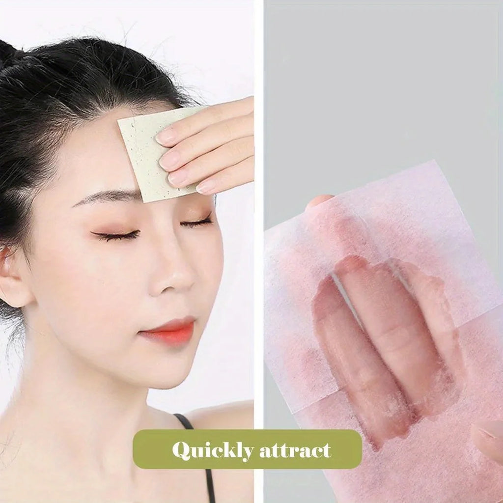 100 Pieces Portable Oil Absorbing Facial Oil Blotting Paper, Instantly Control Facial Shine and Refresh Skin, Oil Control Care