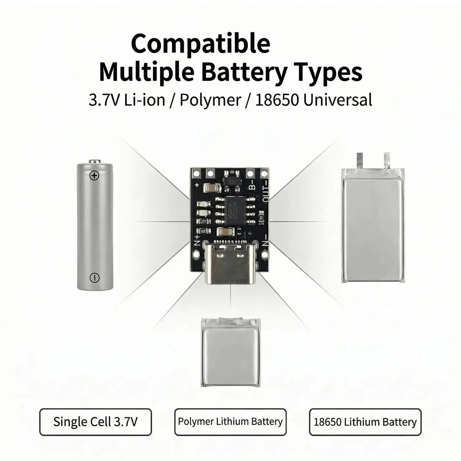 1/10/20PCS 3.7V Lithium Battery Charging Board with Protection Type-C USB C Li-ion Battery Charging Board Over Charging Module