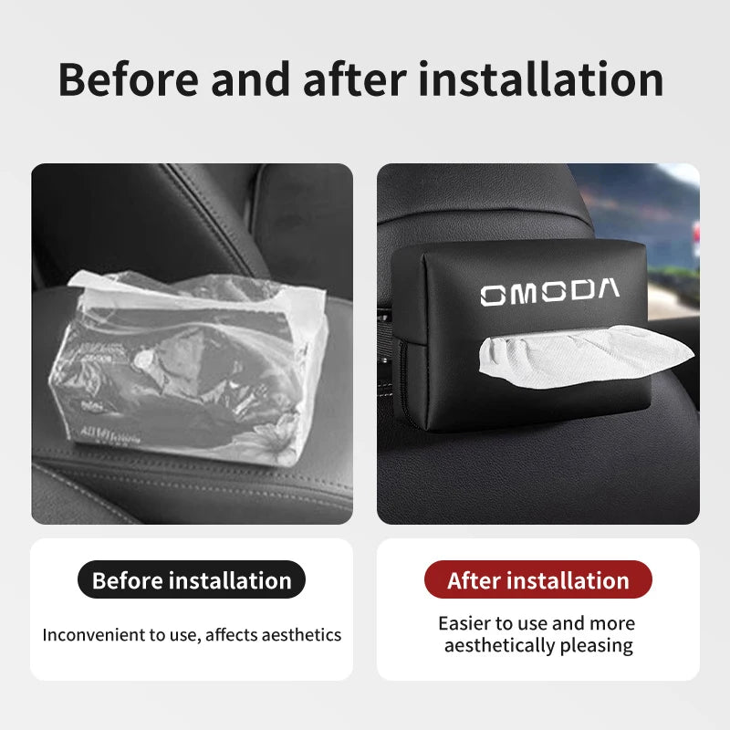 Tissue Storage Box Car Back Seat Holder Headrest Paper Cover For Chery Omoda 5 C5 E5 C9 9 EV PHEV 2024 2025