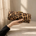 Exotic Leopard Print Velvet Clutch Bag Shoulder Crossbody for Evening Party Women's Fashion Handbag Chain Element Stylish