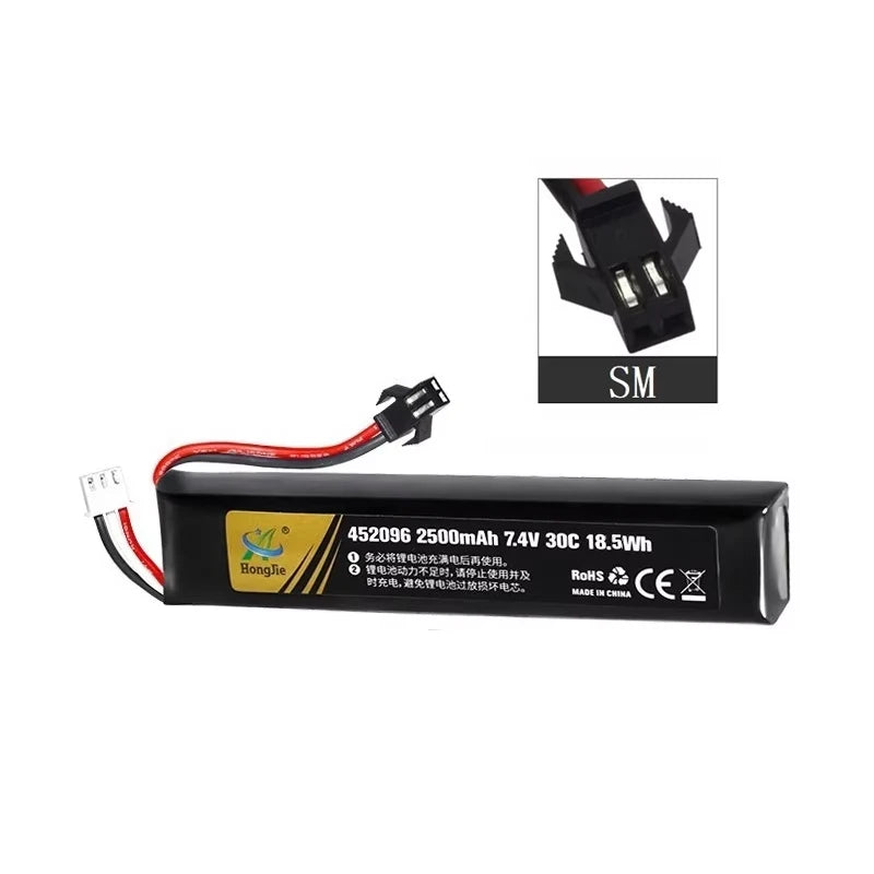 7.4V 2500mAh Lipo Battery Split Connection for Water Gun 2S 7.4V Battery for Mini Airsoft BB Air Pistol Electric Toys Guns Parts