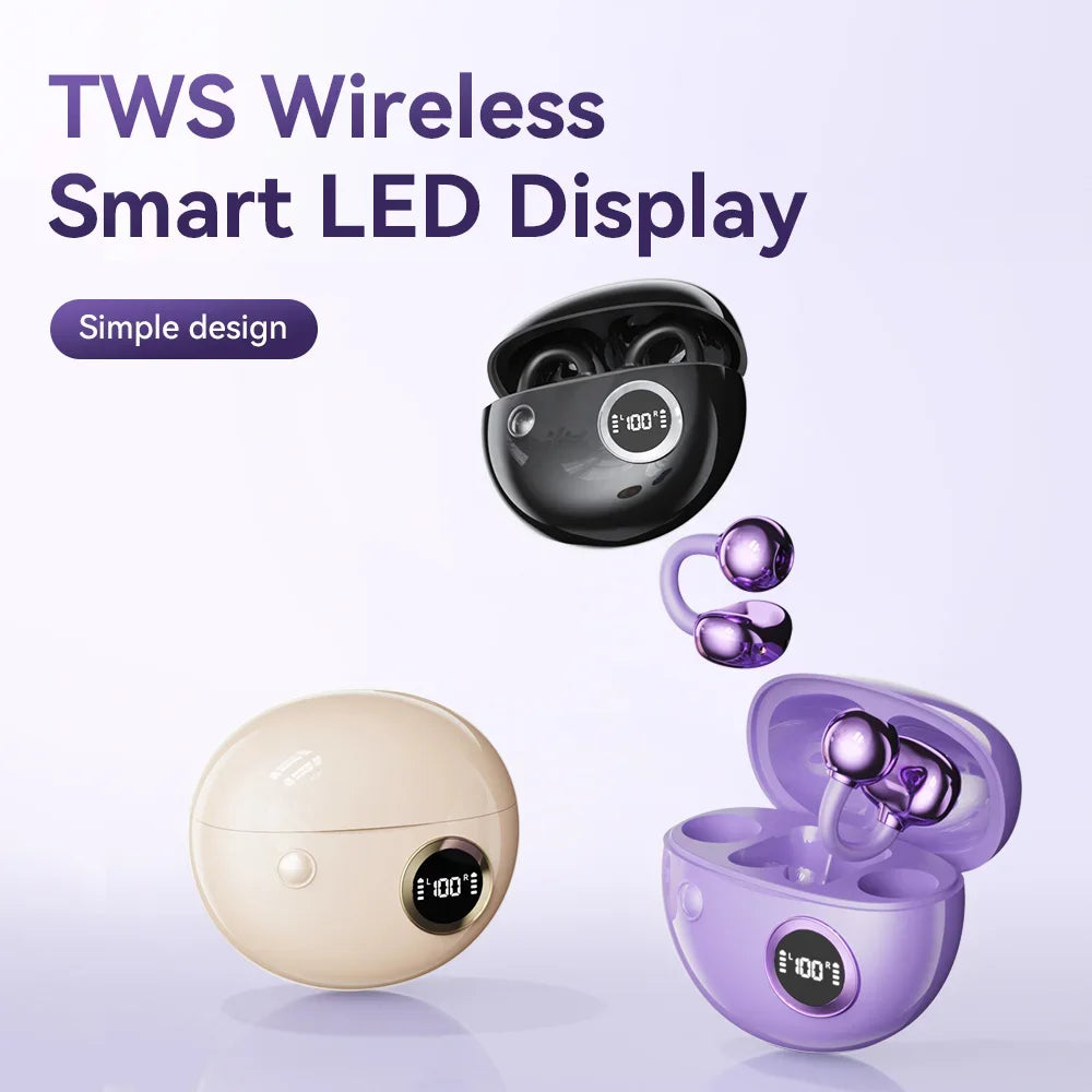 Fashion Plated Ear Clip Type True Wireless Bluetooth Headsets 0 Delayed Game HD Call Run Headphones Clip-On Earphones With Mic