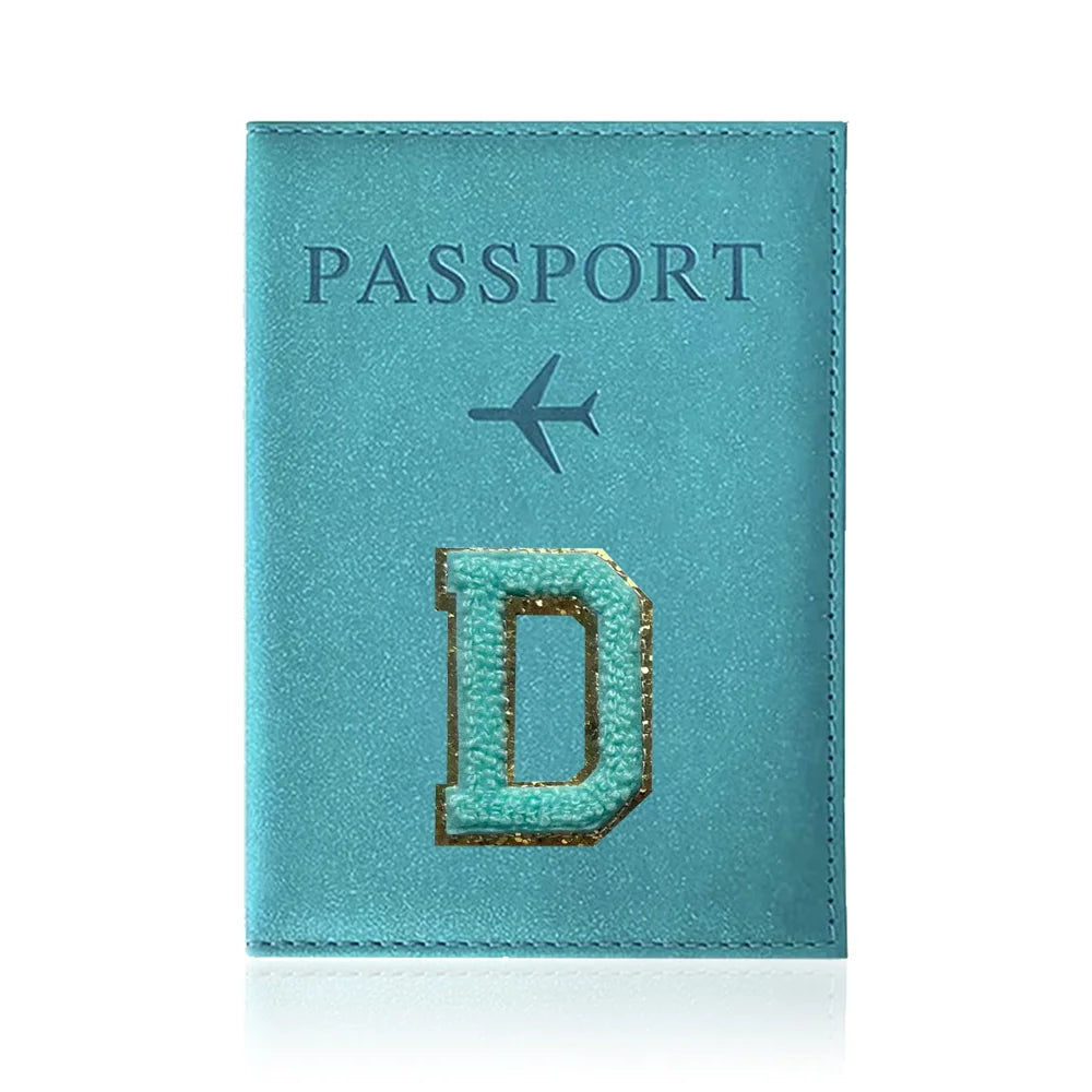 Passports Pouch Passport Protective Cover Green Letter Series Watertproof Passport Case Passports Holder PU ID Card Holders