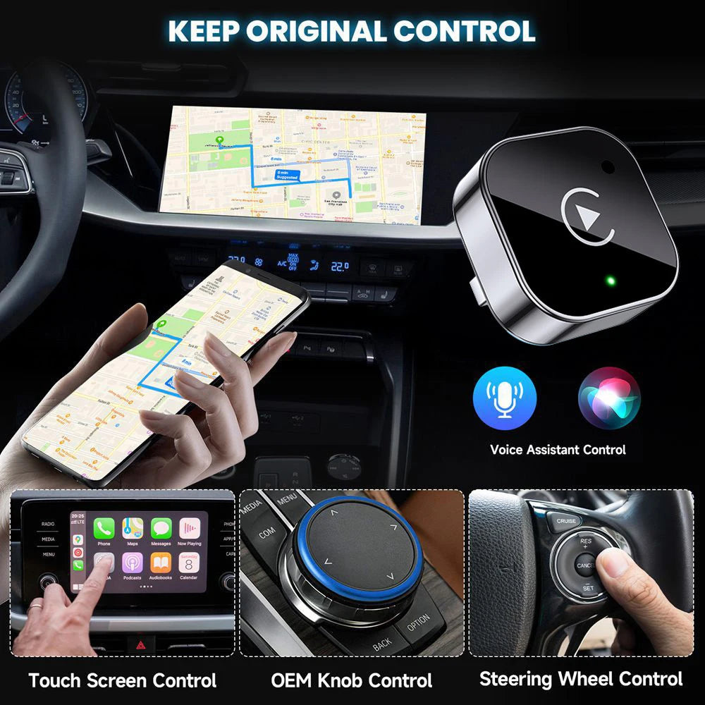 2-in-1 Wireless CarPlay & Android Auto Adapter,Plug &Play DongleConverts Wired to Wireless,Compact Fast Auto-Connect for Android