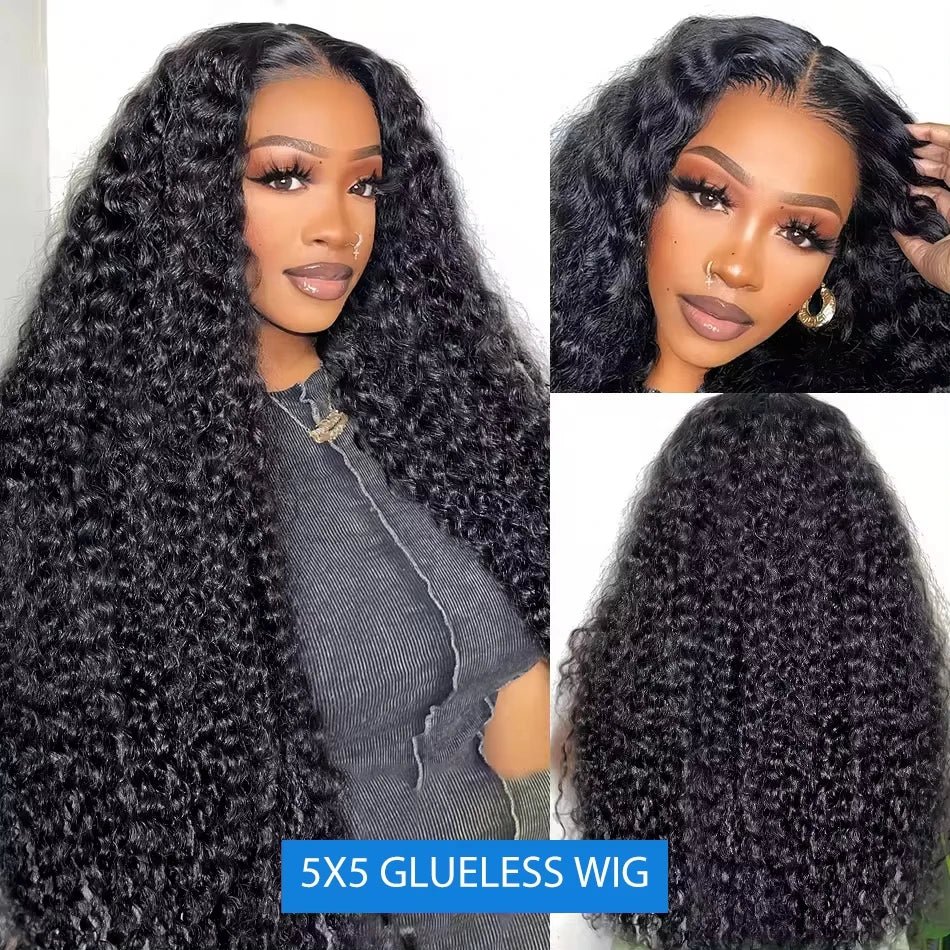 Human Hair 5x5 Glueless Curly Wig 13x6 HD Lace Front Wig 13x4 Water Deep Wave Lace Frontal Wigs 4x4 HD Closure 30 40 Inch