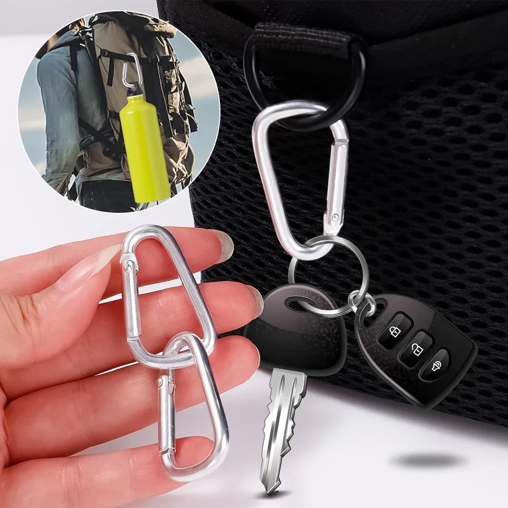 D Ring Carabiner Aluminum Alloy Keychain Clip for Water Bottle Bluetooth Headset Backpack Buckle Outdoor Camping Hiking 20/2pcs