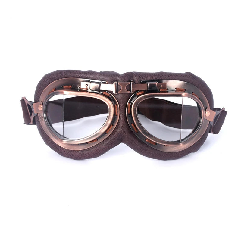 Vintage Leather Motorcycle Dirt Bike Goggles Pilot Motorbike Retro Jet Helmet Eyewear Glasses Outdoor Sports Goggle Glasses