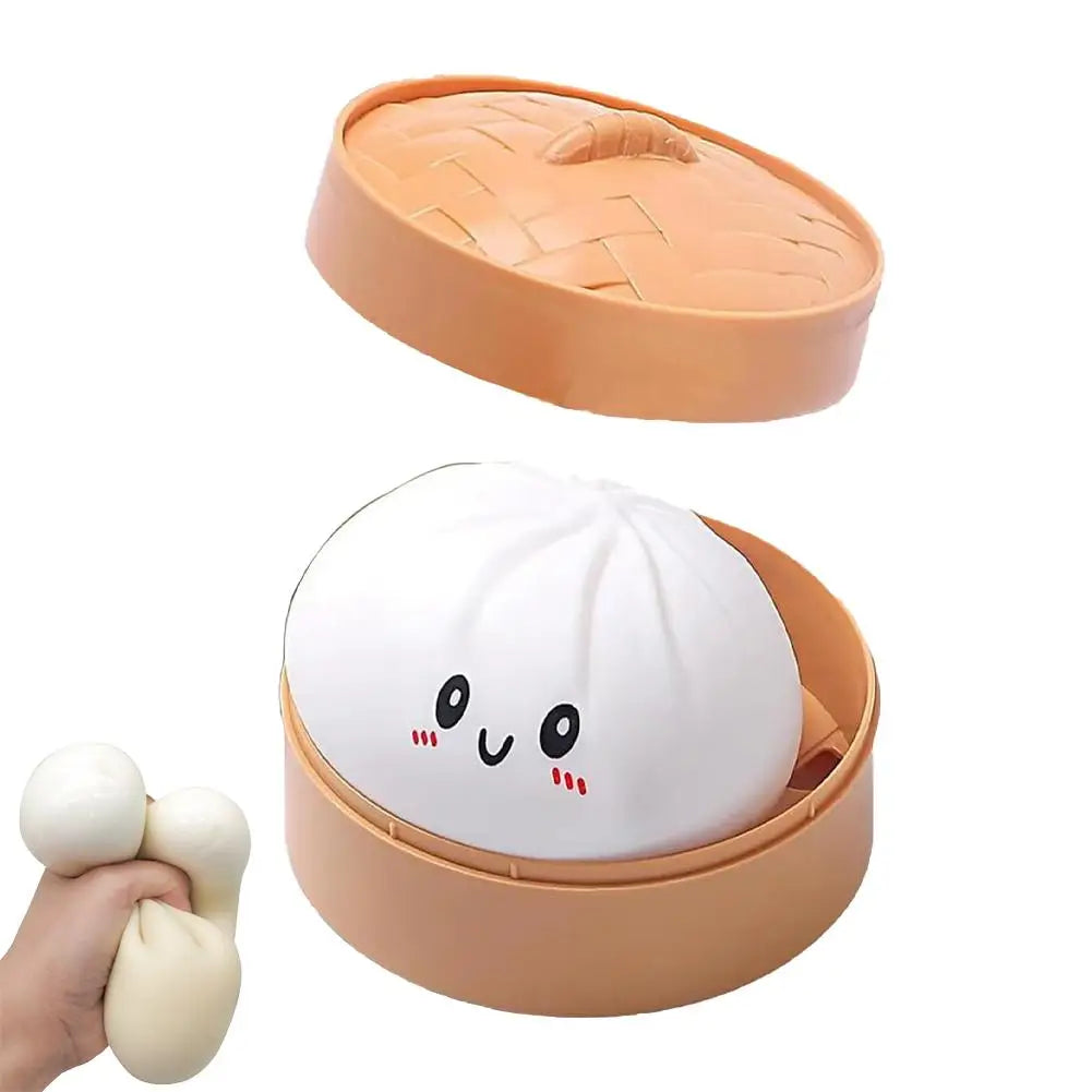 Simulation Flash Dumpling Pressure Ball Slow Rebound Soft Pinch Decompression Squishy Stress Relief Balls with Steamer