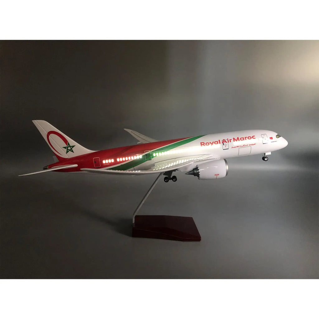 787 Airplane Model Royal Air Maroc 1/130 Scale Plane with Stand Wheels for Adult Aviation Souvenir Hobby Collection Toy Gift