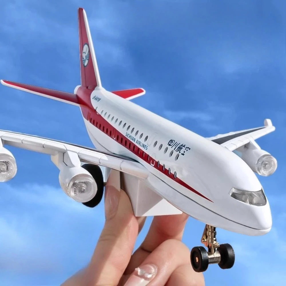 1:32 China Eastern Sichuan Airlines Aircraft Model Toy Music Light Pull Back Foldable Front Wheels Airplane Models Kids Gifts