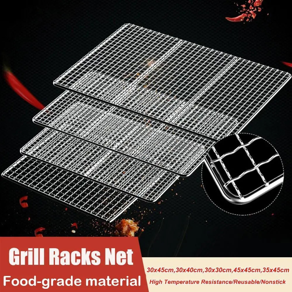 New Iron Wire Grill Racks Reusable Nonstick Barbecue Net Square Grill Net