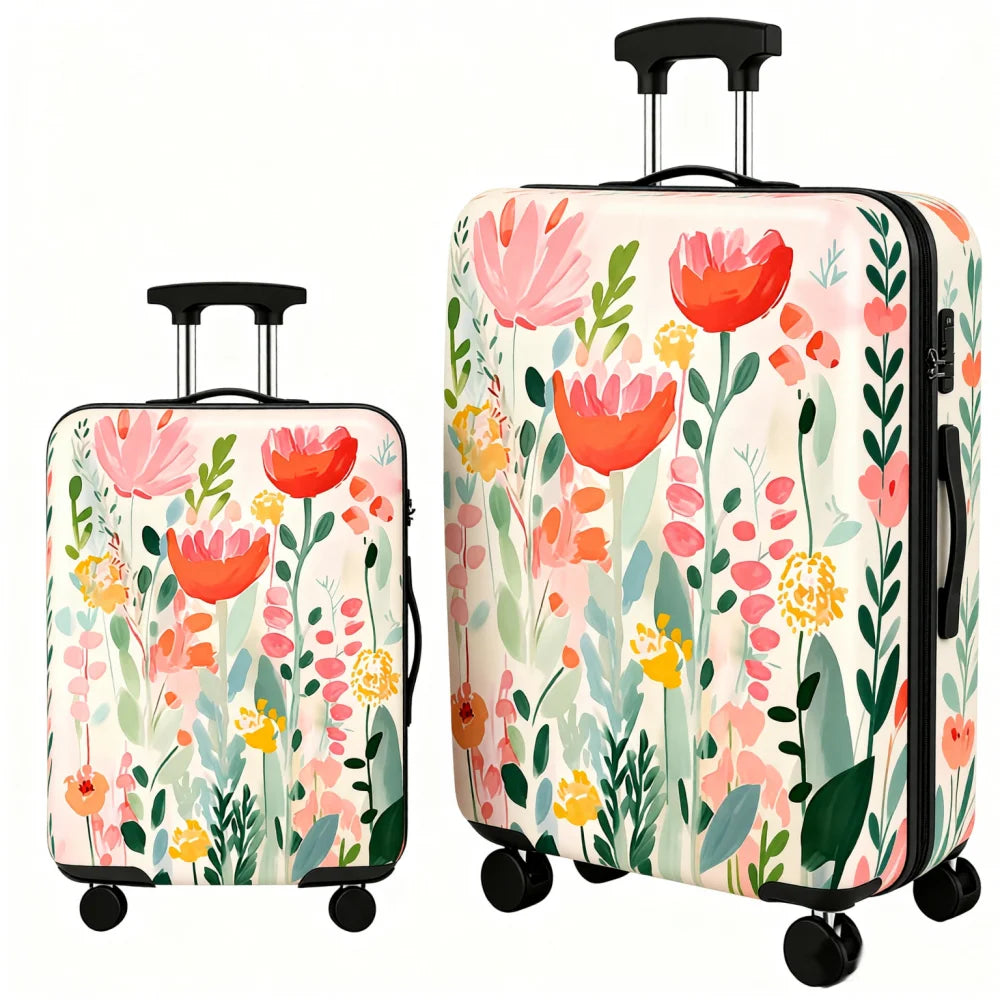 Sweet and cute flower love printed suitcase cover, elastic fabric washable travel trolley case cover