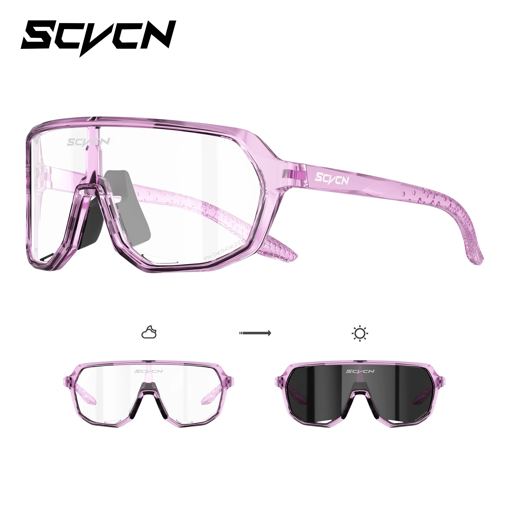 SCVCN HD UV400 Photochromic Hiking Sunglasses Outdoor Sports Stylish Cycling Glasses Running Rock Climbing Driving Sunglasses