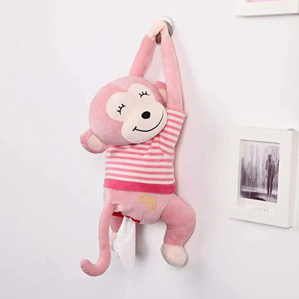Leather Monkey Car Tissue Box Creative Armrest Box Cartoon Net Red Hanging Seat Rear Car Car Inside Draw Paper Box