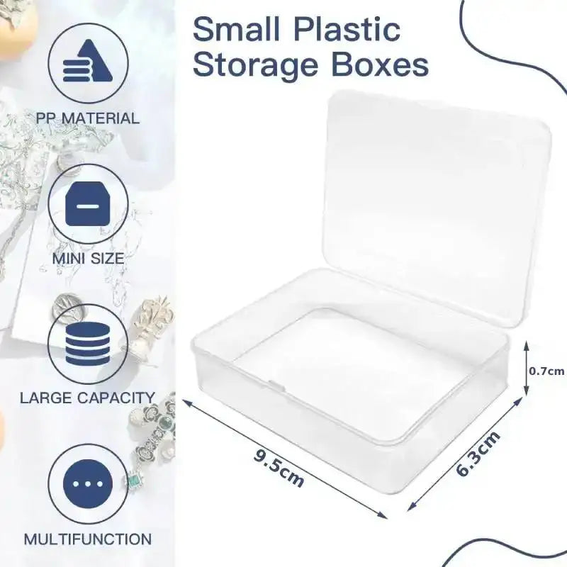 5pcs Small Plastic Containers with Hinged Lids Rectangle Clear Storage Boxes for Card Crafts Learning Supplies Screws Battery