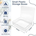 5pcs Small Plastic Containers with Hinged Lids Rectangle Clear Storage Boxes for Card Crafts Learning Supplies Screws Battery