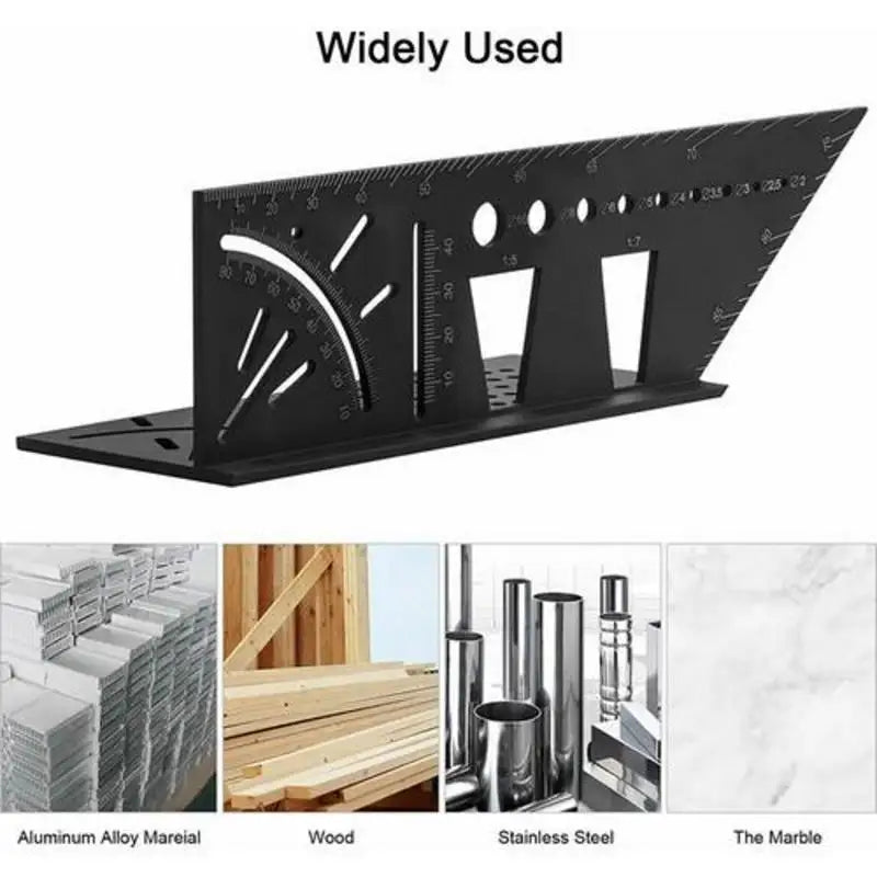 Premium Aluminum Alloy Woodworking Square Ruler - 3D Mitre Angle Measuring Template Tool - 45/90 Degree Carpenter's Layout Gauge