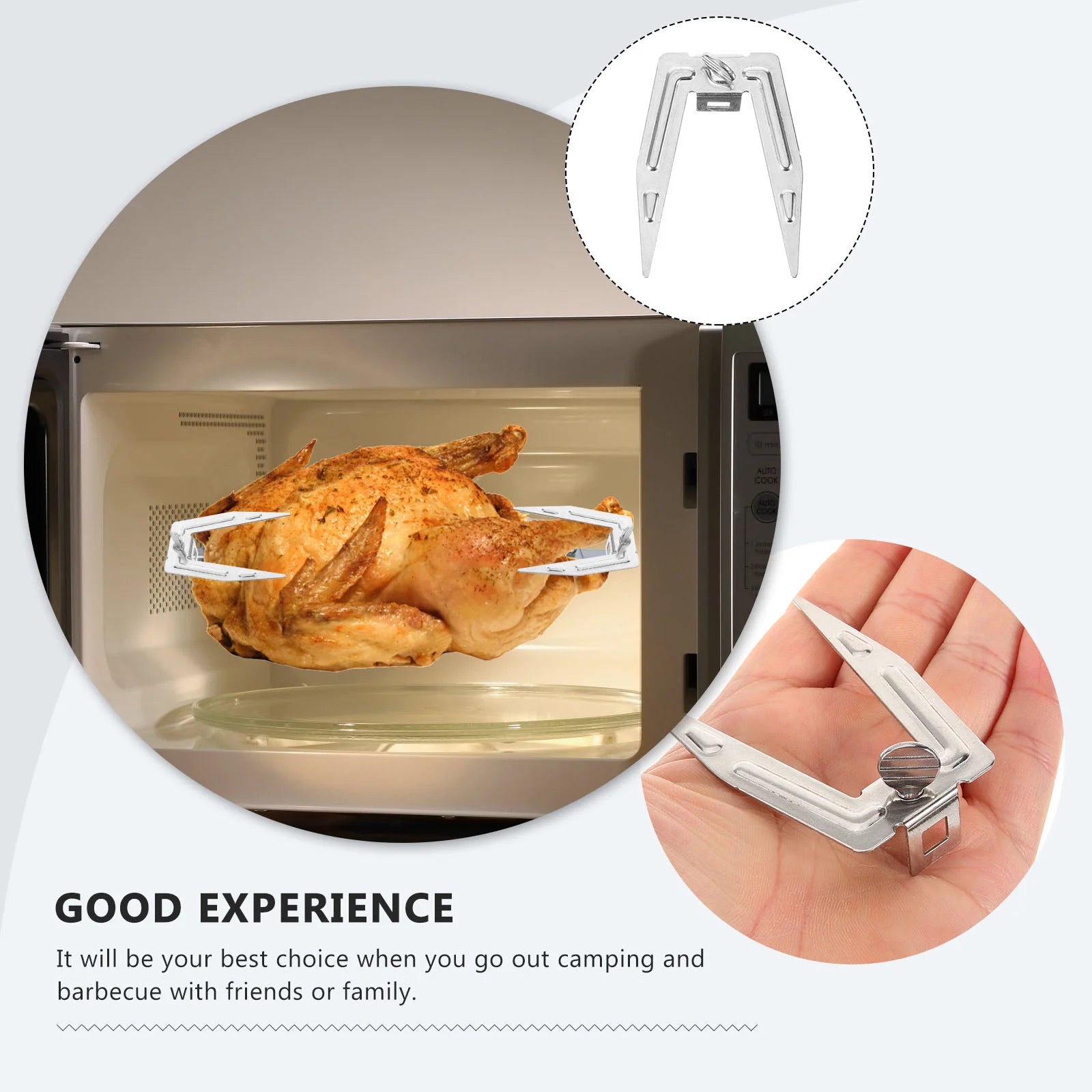 6 set Stainless Steel Rotating Chicken Forks Turkey Roast Bbq Meat Grilling Supplies Barbecue Accessories Oven Grill Rack