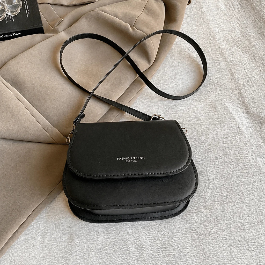 2026 New Fashion Saddle Shoulder Bag Women PU Leather Crossbody Bag Simple Solid Color Flap Messenger Bag Fashion Handbags Pouch