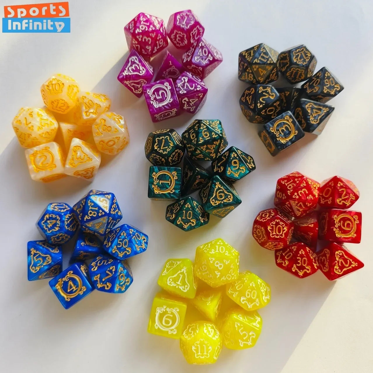 7pcs/set of Dragon Pattern Number Dice for DND Rpg Trpg COC Cthulhu Running Group Table Board Game Dnd Dice Set Polyhedral Dice