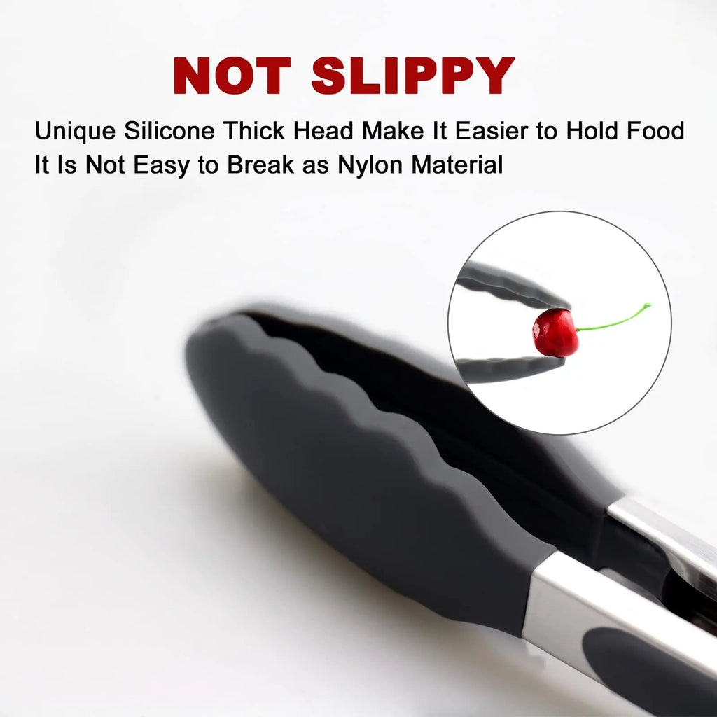 Premium Stainless Steel Silicone Food Tongs 1/3Pcs Non Stick Heat Resistant BBQ Cooking Clamp For Steak Salad Pasta Noodles