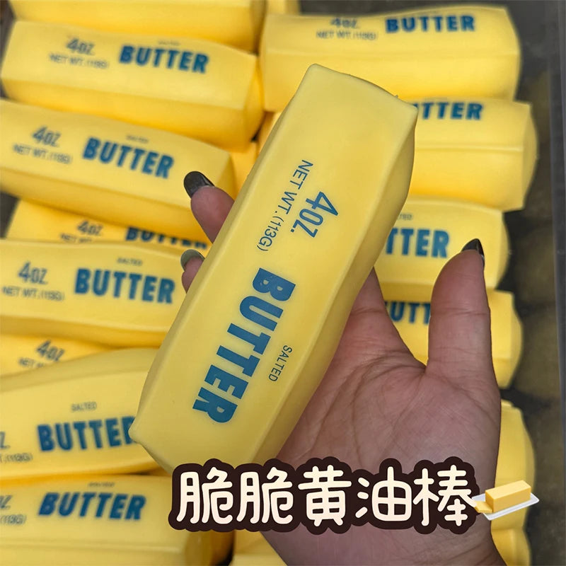 Butter Stick Squishy Stress Ball Fidget Toy Crunchy Squeeze Toy Round Blocks Filled ASMR Anti Stress Release Hand Relax Gift Toy
