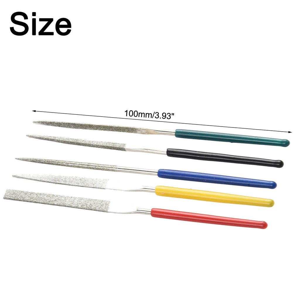 5Pcs Small Diamond-Files Needle Set 2×100mmMini Needle File Kit Pocket Diamond-Files DIY Woodworking Hand Tools