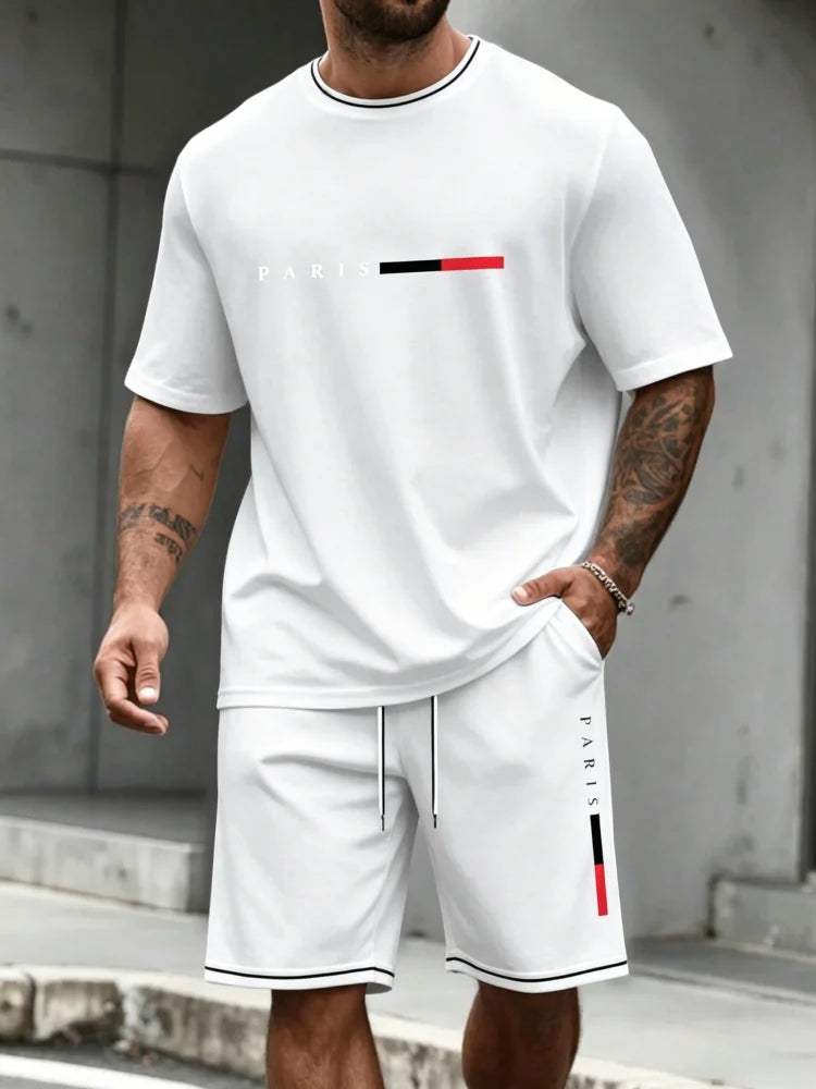 Men's Tracksuit 2 Piece O-neck Short Sleeve Shirt Shorts Set Men's Running Suit Plus Size T shirts Man Clothing Summer T-shirt