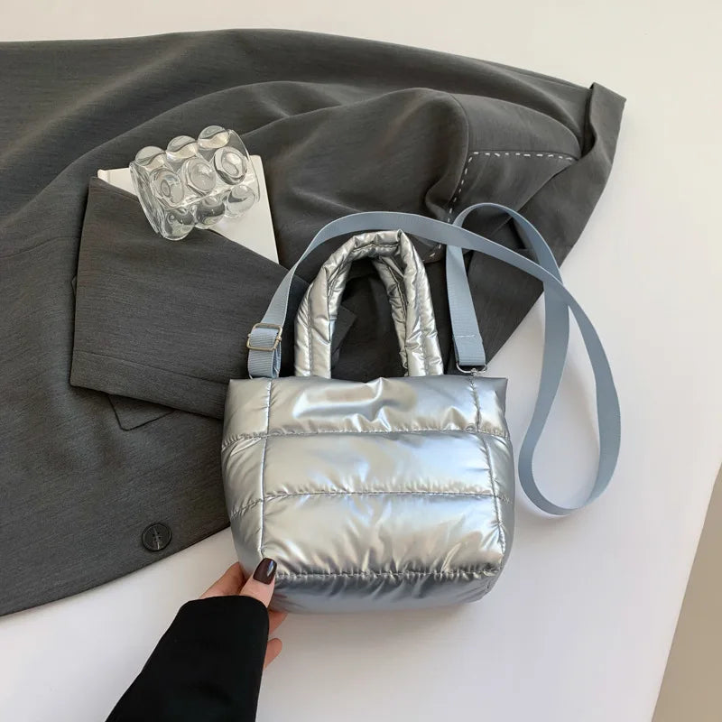 Female Bags Woman Puffy Lightweight Handbag LargeCapacity Quilted Shoulder Bag Adjustable Strap Puffer Tote Handbag Shopping Bag