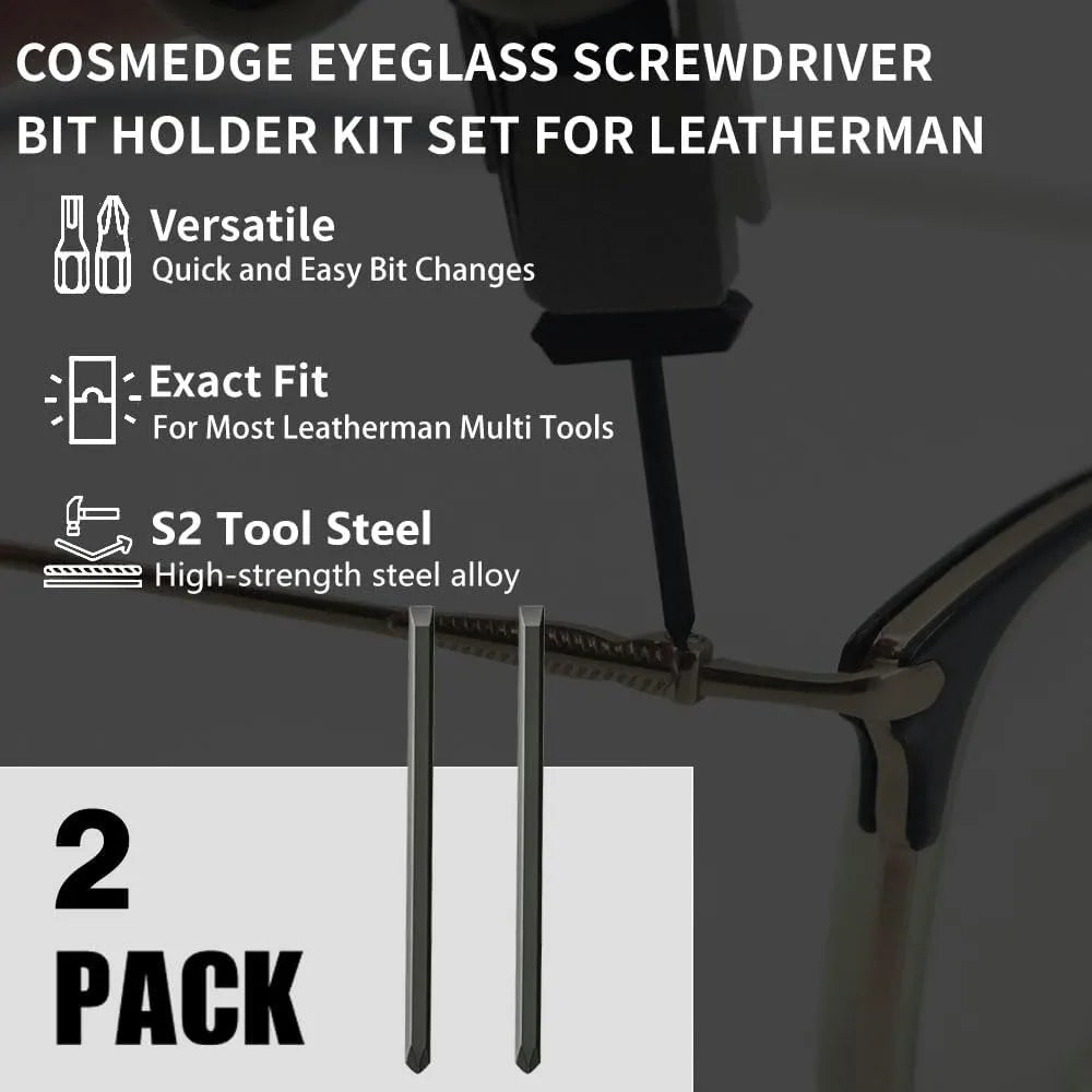 2 Pack S2 Steel Double-Ended Phillips & Flat Eyeglass Bits Replacement Kit Fit for Leatherman