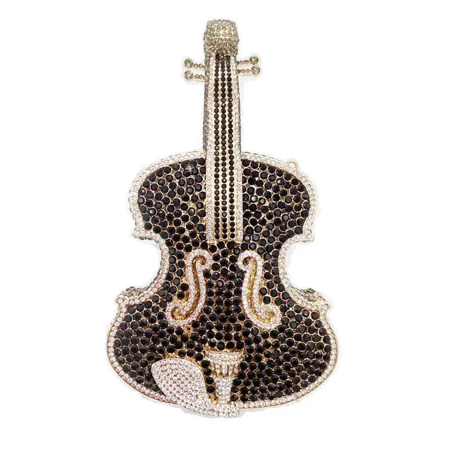 Amazing Luxury Pop Violin Crystal Evening Bag Party Handbag Diamond Clutch Bag Banquet Pouch Wedding Day Clutches