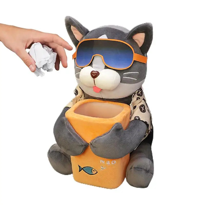 Cartoon Dog Car Tissue Holder With Trash Can 2 In 1 Tissue Box Doggie Car Trash Can Garbage Bag Auto Interior Storage Accessory