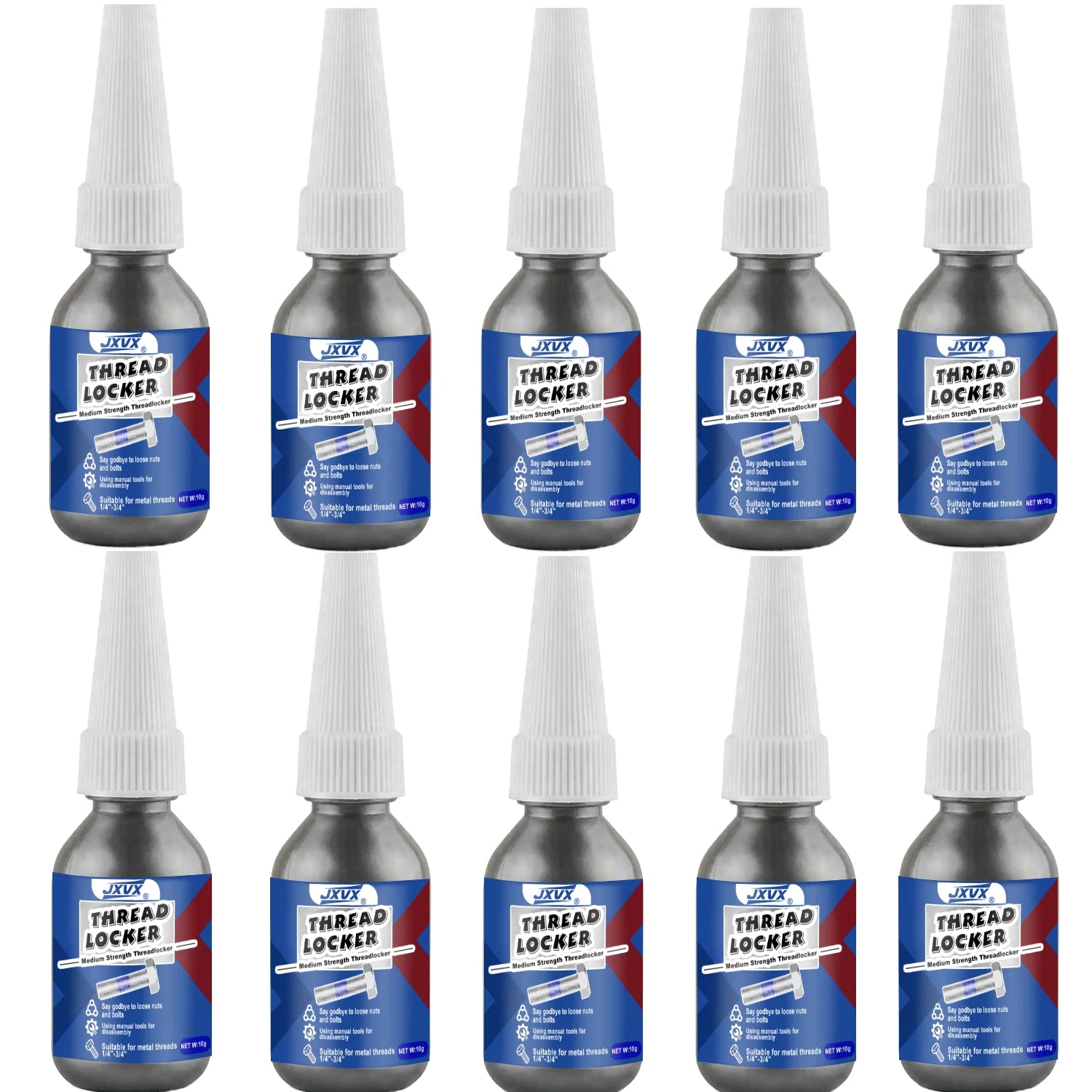 JXVX 10ML Anaerobic Epoxy Adhesive Ethread Lock Blue Medium Strength, Industrial Thread Sealant Replaces Washers Can Prevent Loo