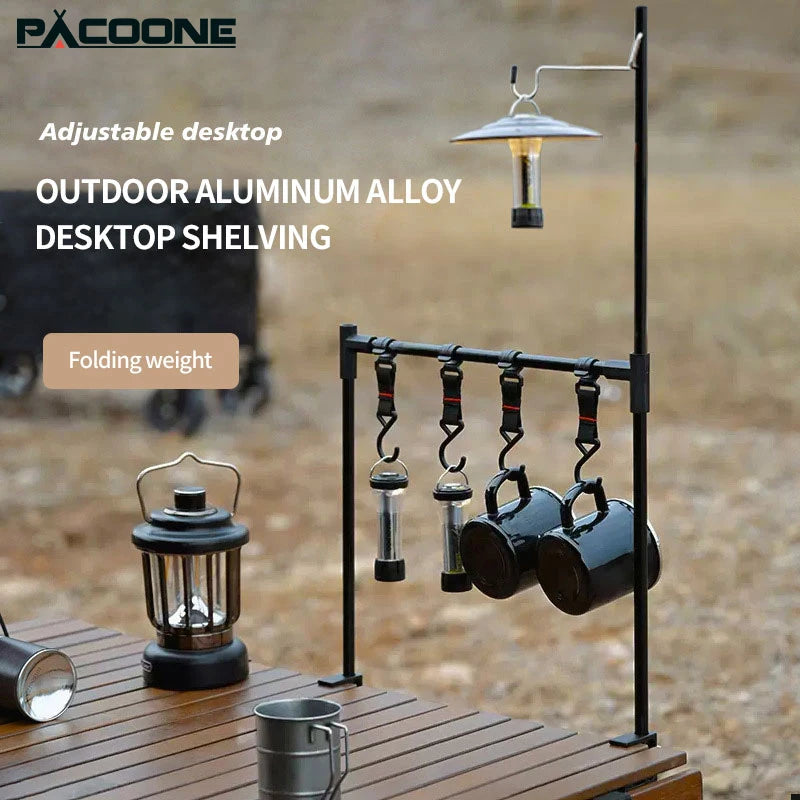 New Camping Shelf IGT Lantern Stand Picnic Tableware Hanging Racks Portable Detachable Aluminium Alloy Light Hangers Stand