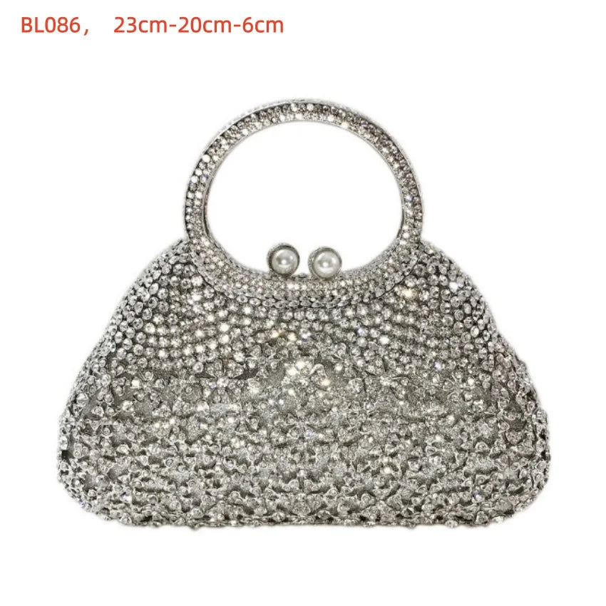 2026 Sparkly Diamond Dinner Bag Hollow Rhinestone Banquet Clutch Bag Women Evening Party Wedding Bridal Purse Rhinestone Handbag