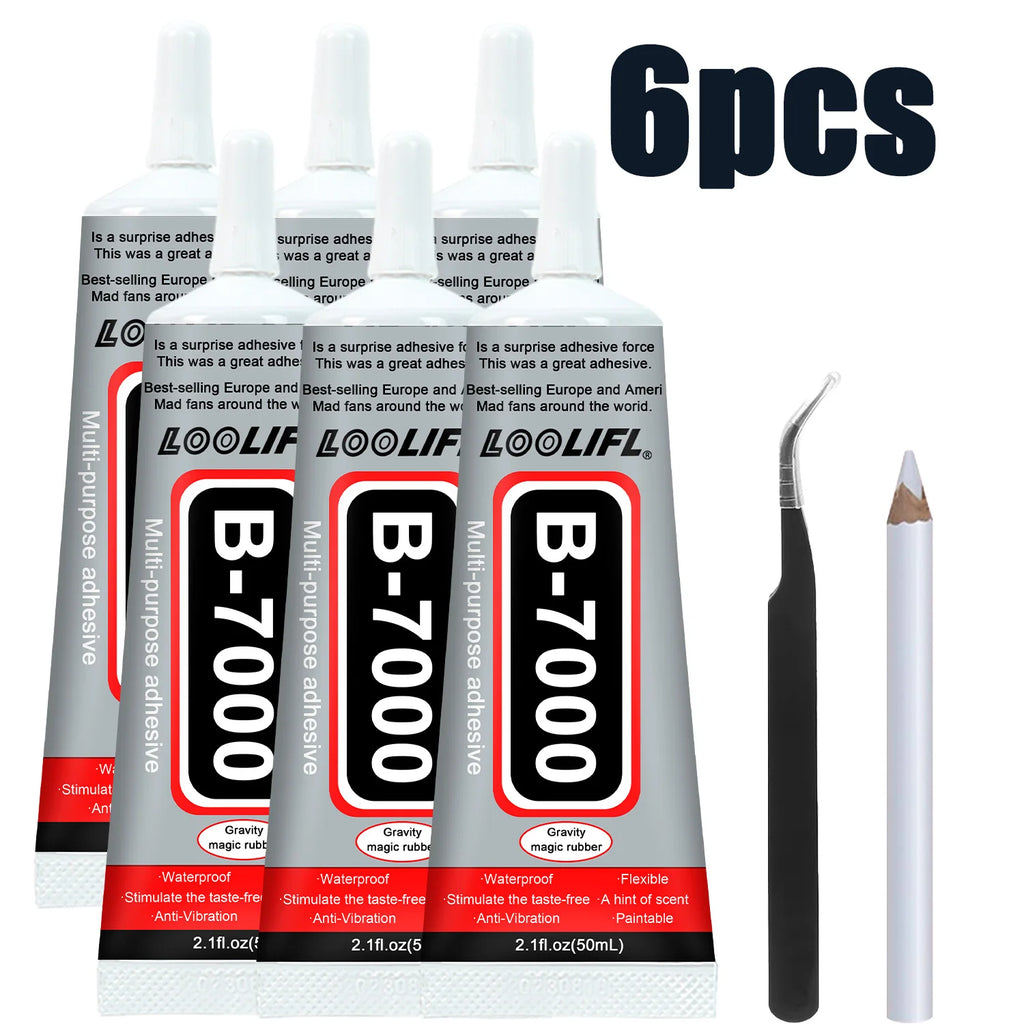 B-7000 Glue, 3/6 Pack, 15ml, Transparent Type, B7000 High Viscosity Glue, Can Be Used for Clothing/Shoes/Fabric/Screen Phones/Repair/Water Crafts/Jewelry Bonding Chronic Soft Gel