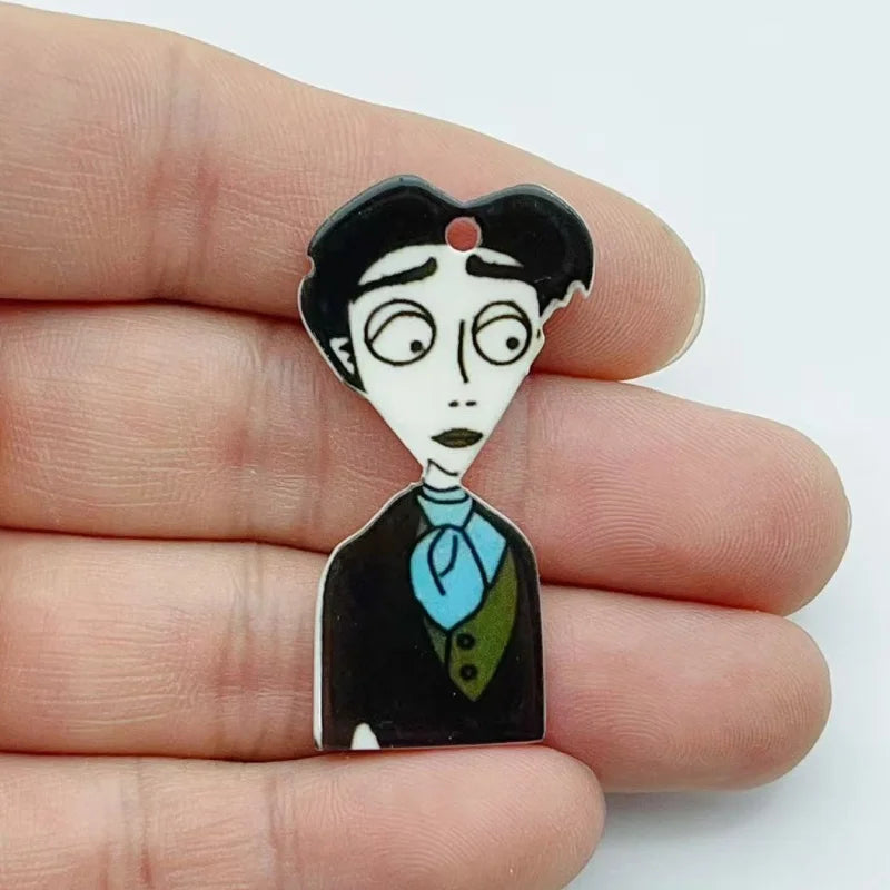 10 pieces of mixed Halloween acrylic charm Gothic cartoon flat pendant DIY handmade keychain