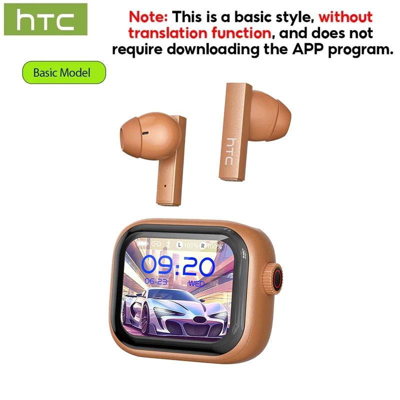 HTC Original AI Translator Wireless Bluetooth Earphones NE40 LED Touch Screen Earbud HiFi Sound Noise Reduction Sports Headphone