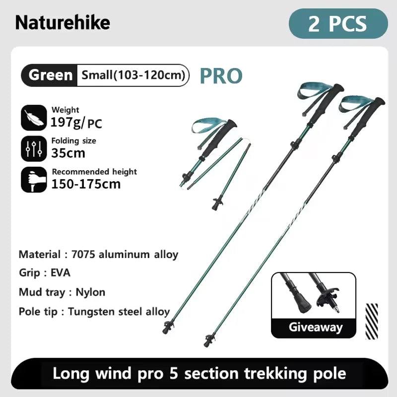 Naturehike Carbon Fiber Climbing Sticks Outdoor Folding Ultralight Trekking Poles Hiking Stick Collapsible Telescopic Stick
