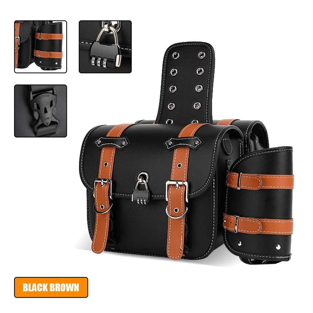 Retro Fashion Motorcycle Saddle Bags Pouch Storage Case Side Luggage Tank Suitcase Waterproof PU Leather Motorbike Accessories