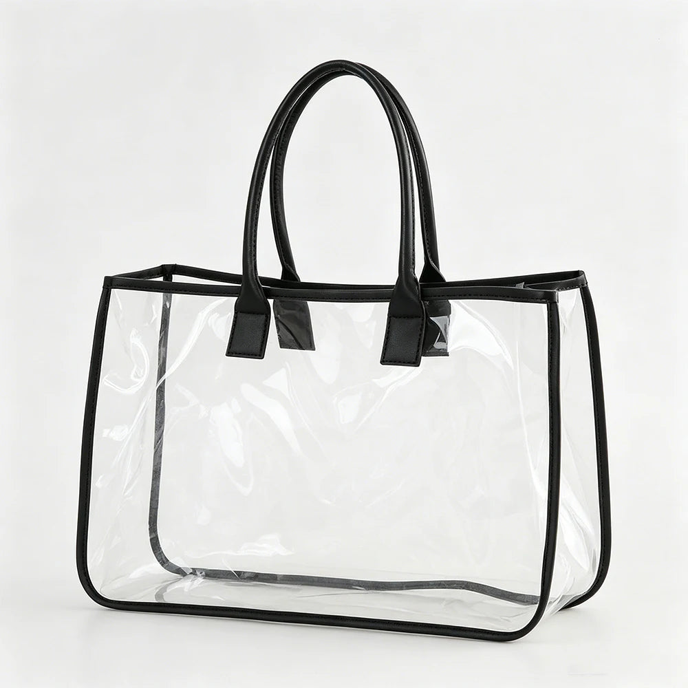 Clear Beach Bag for Women Waterproof PVC Tote Large Capacity See-Through Travel Bag for Pool Gym Essentials Beach Towel Storage