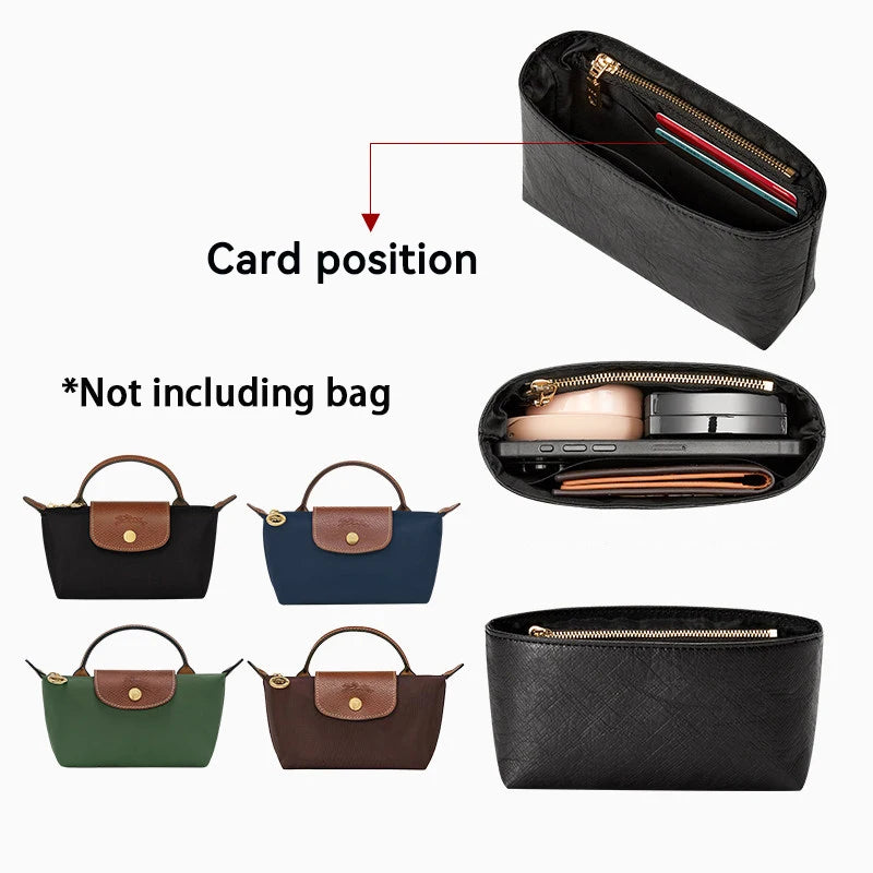 Waterproof Bage Inner Dupont Paper Support Hand Bag Shape For Longchamp Mini Size Pouch Bag Organizer Insert Bag Accessories