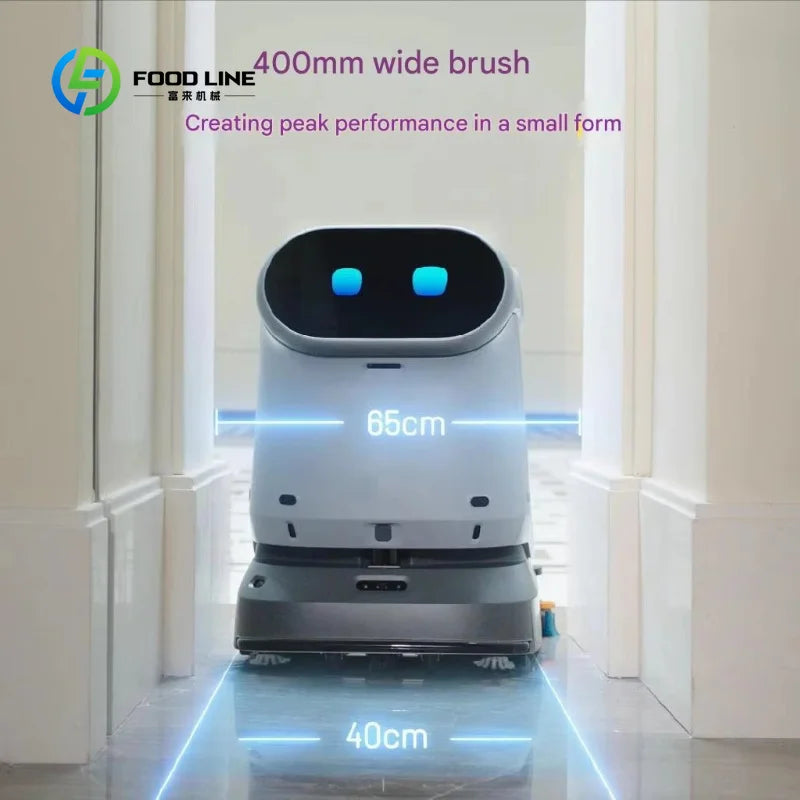 Customized Intelligent Commercial Cleaning Robot Multilingual Touchscreen App/PC Controlled Automatic Sweeping Floor Washing