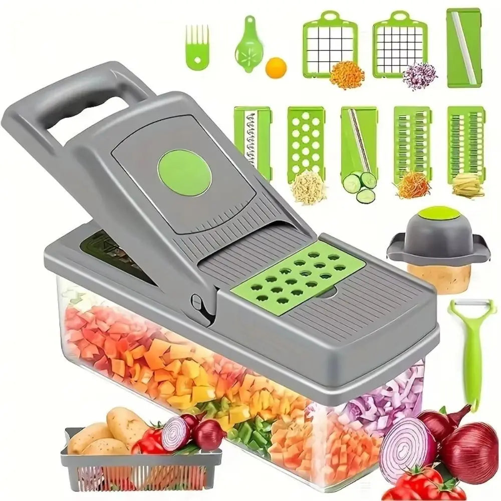16-In-1 Function Kitchen Vegetable Cutter Potato Peeler Compact Fruit Slicer Portable Carrot Grater Kitchen Tools