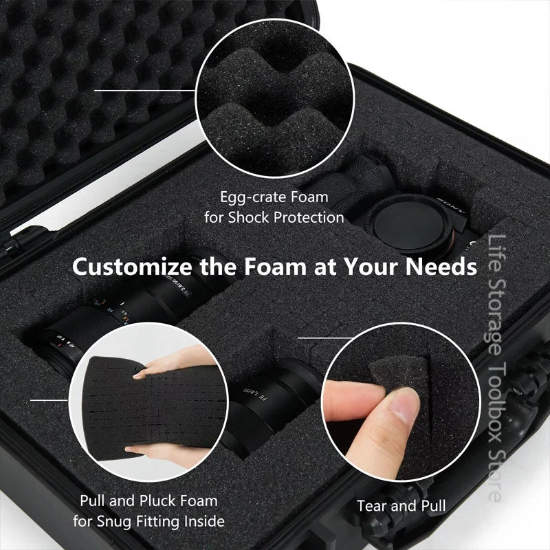 Waterproof Hard Carry Case Bag Tool Case With pre-cut Sponge Storage Box Safety protective case Hardware Toolbox pelican case