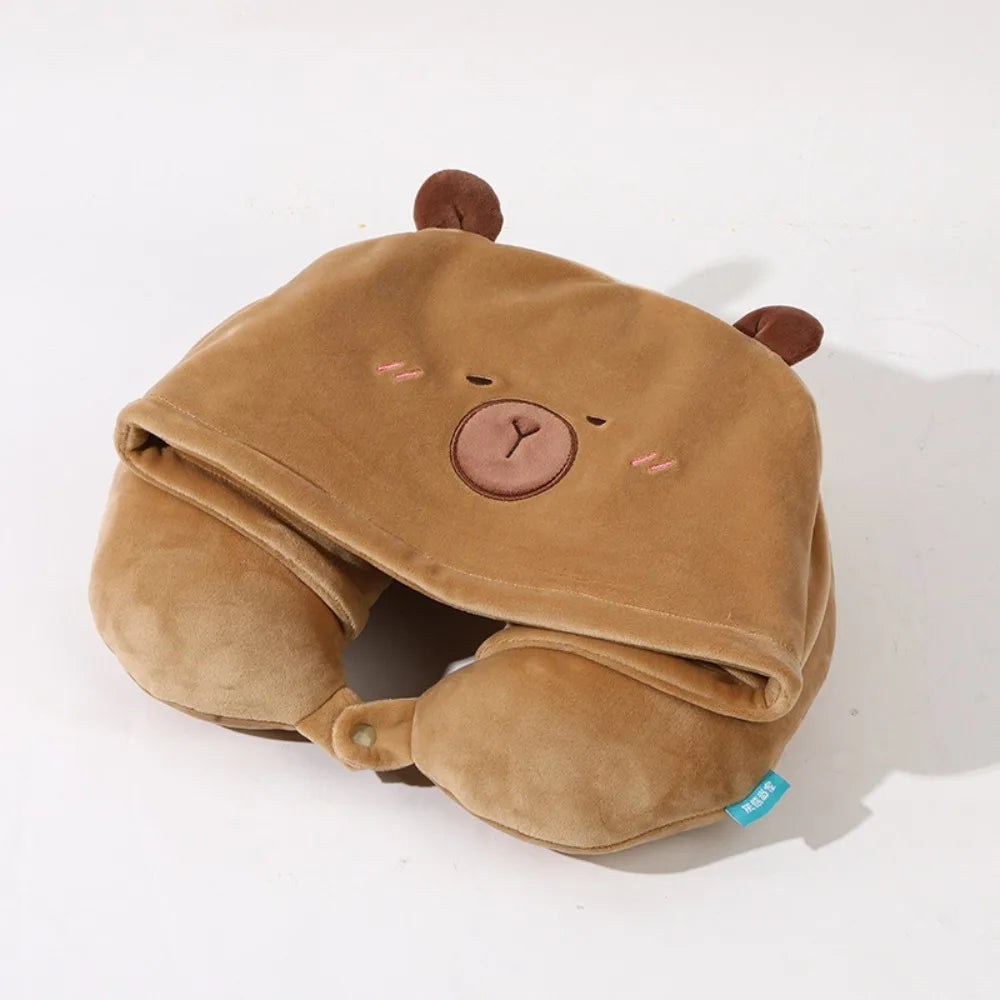 Cartoon U-Shaped Pillow Capybara Neck Pillow Car U-Shaped Neck Support Multifunctional Cervical Pillow