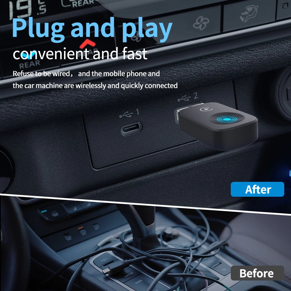 2026 Wireless Carplay Mini Adapter Android Auto Dongle Plug & Play WiFi Bluetooth Private Mold PVC Design for Cars Since 2016+